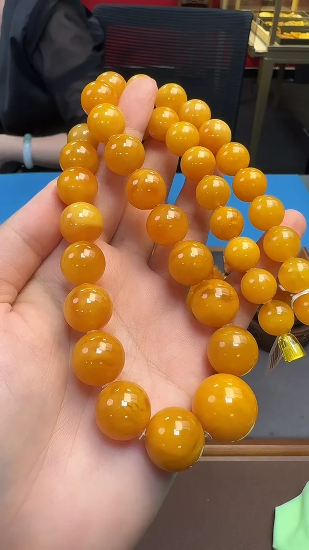 琥珀项链未镶嵌蜜蜡圆珠项链