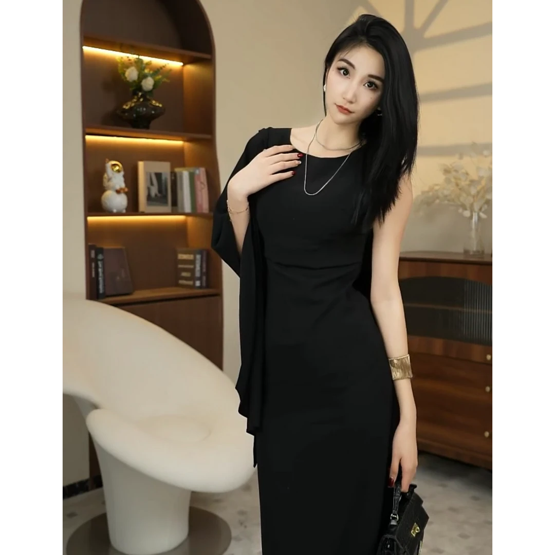 【金穗】暮影传说春季新款黑色连衣裙-SW0056