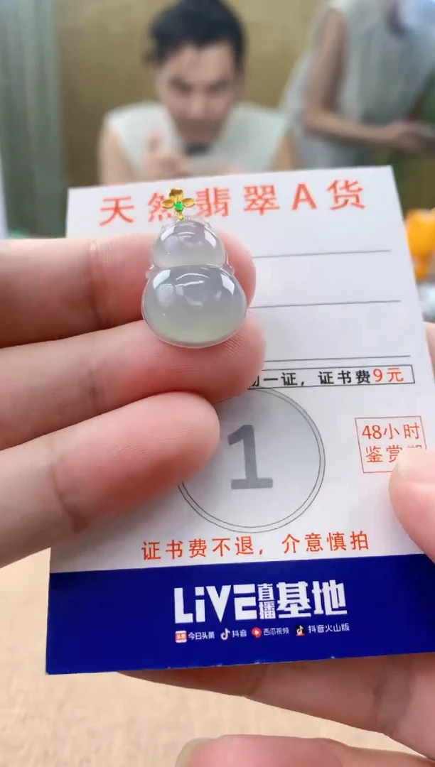 颈饰18K金镶嵌翡翠天然A货翡翠挂件