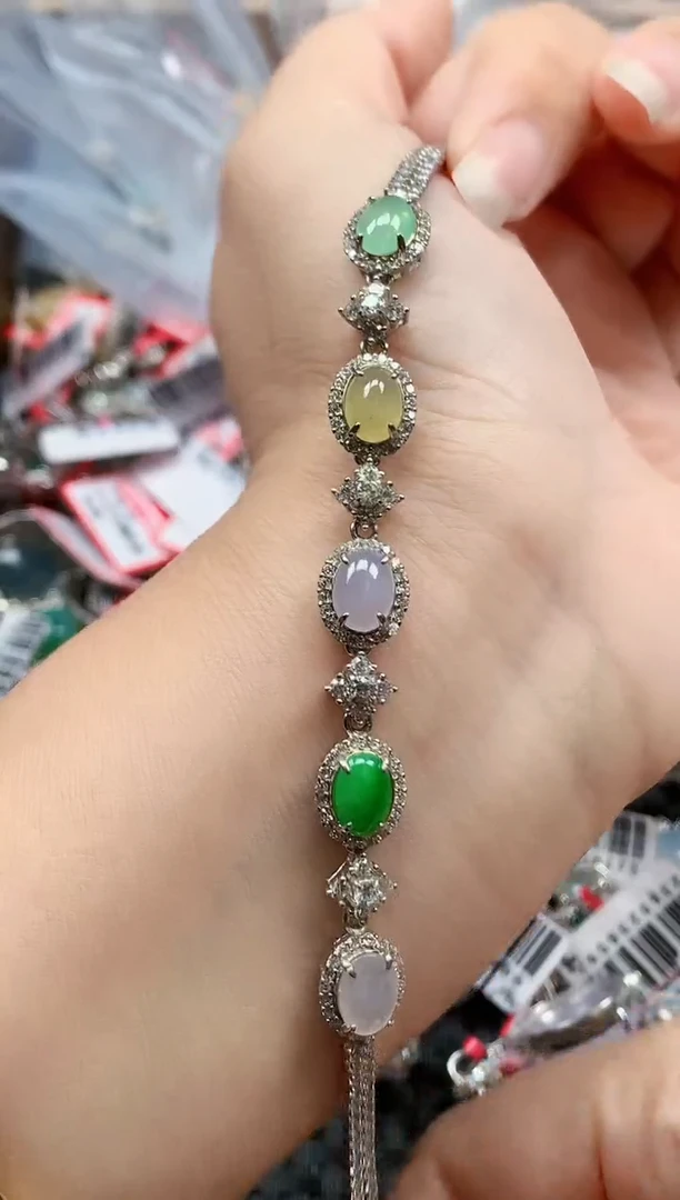 银S925镶嵌戒指翡翠天然A货缅甸翡翠