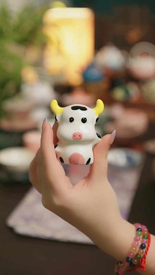陶瓷茶具奶牛摆件
