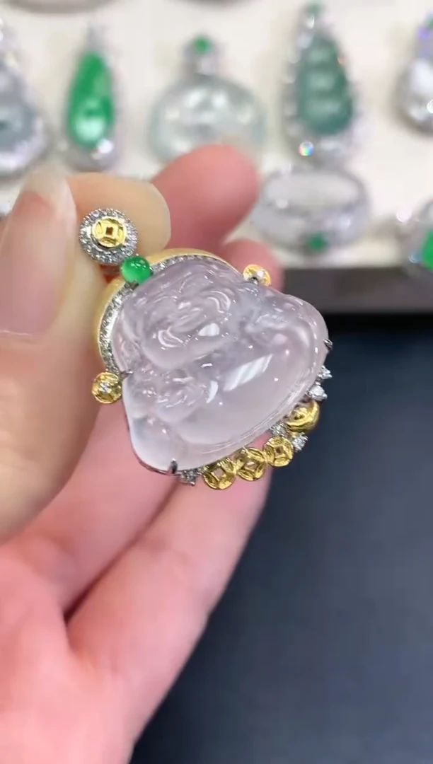 【闪购商品】翡翠吊坠(不含链)18K金镶嵌b111