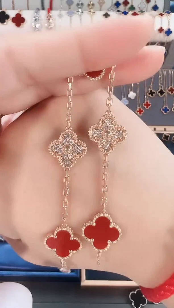 【闪购商品】钻石手链18K金镶嵌18k玫瑰金红间钻3+2手链