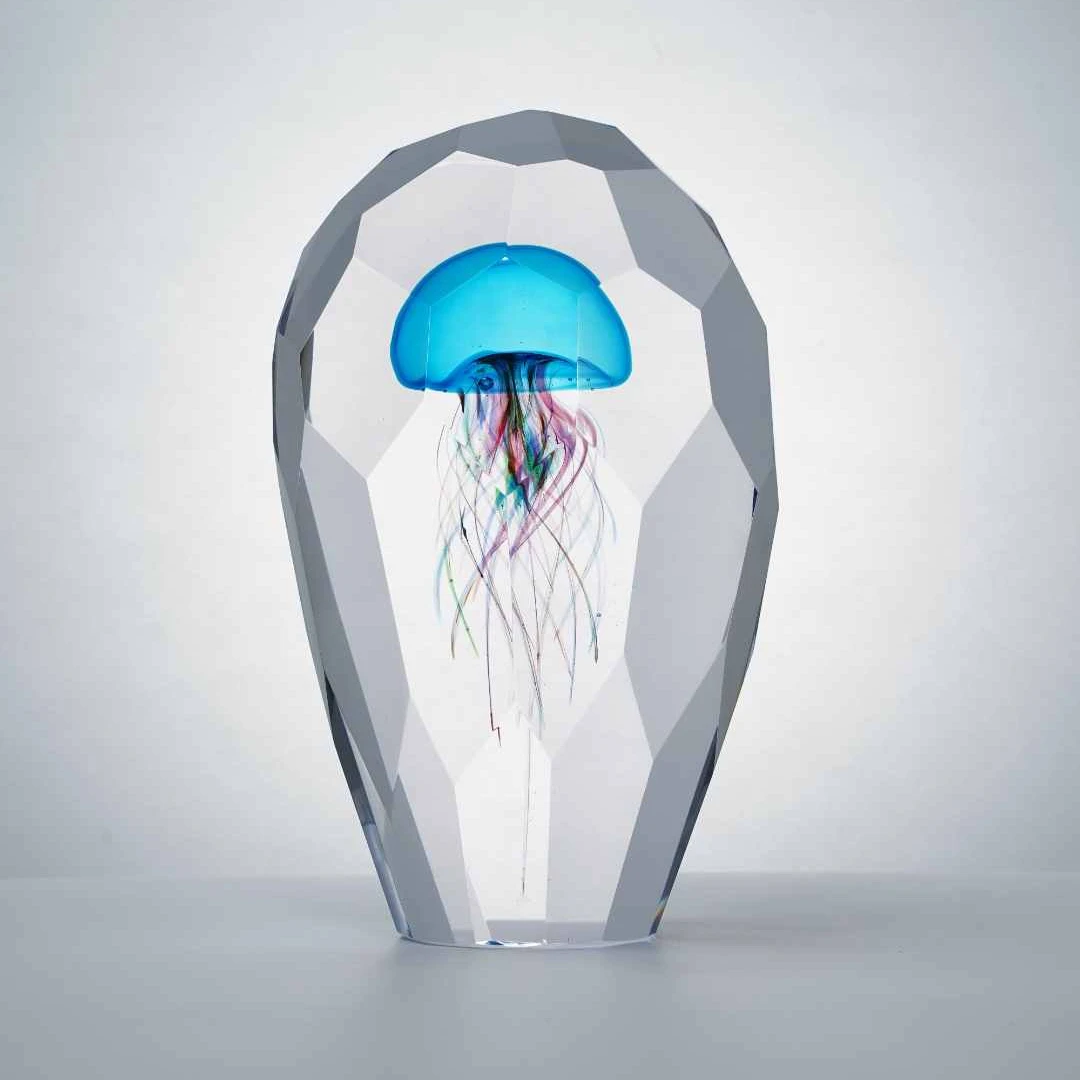 新款 手作原创设计水晶切面水母琉璃摆件手工