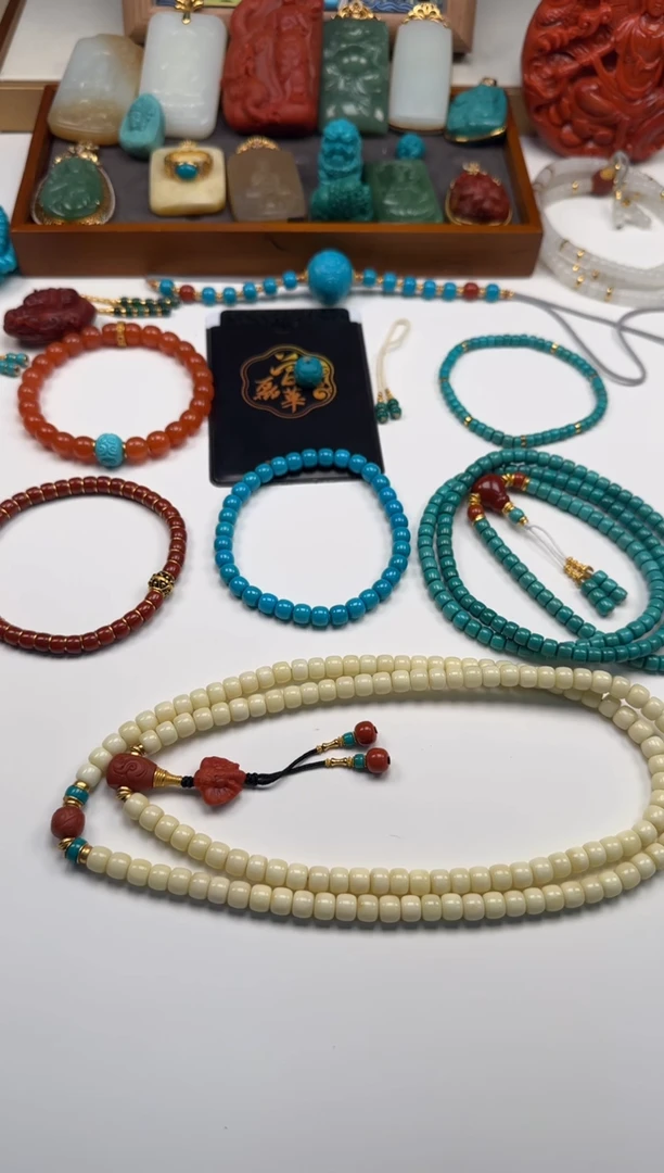 18K金镶嵌绿松石手串手串晚*～手串手串