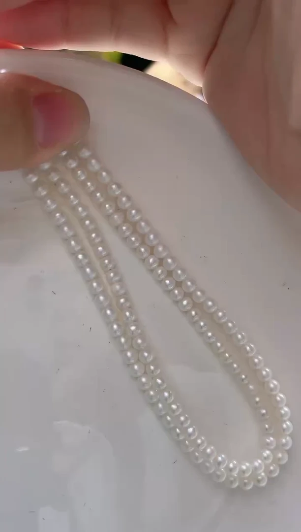 项链未镶嵌淡水珍珠4mm白珠小米全珠项链（多样性发一）