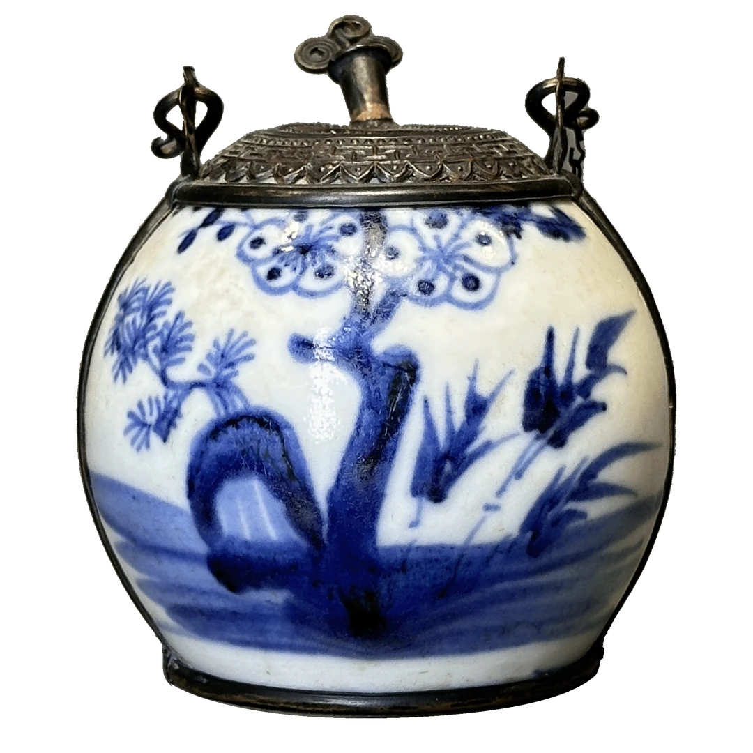 25020924y青花松竹梅瓷油灯