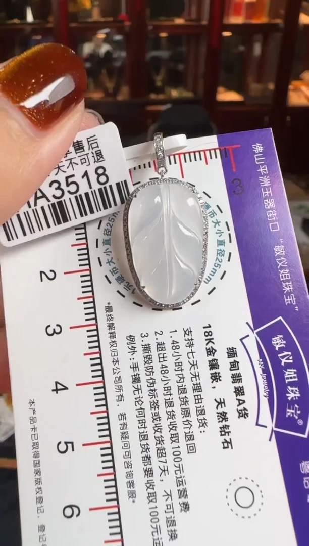 颈饰18K金镶嵌翡翠HA3518冰叶子（万能扣