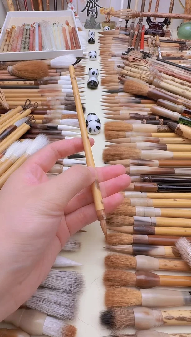 湘妃竹牛角直杆全纯极北元尾狼毫小楷出峰1.7cm