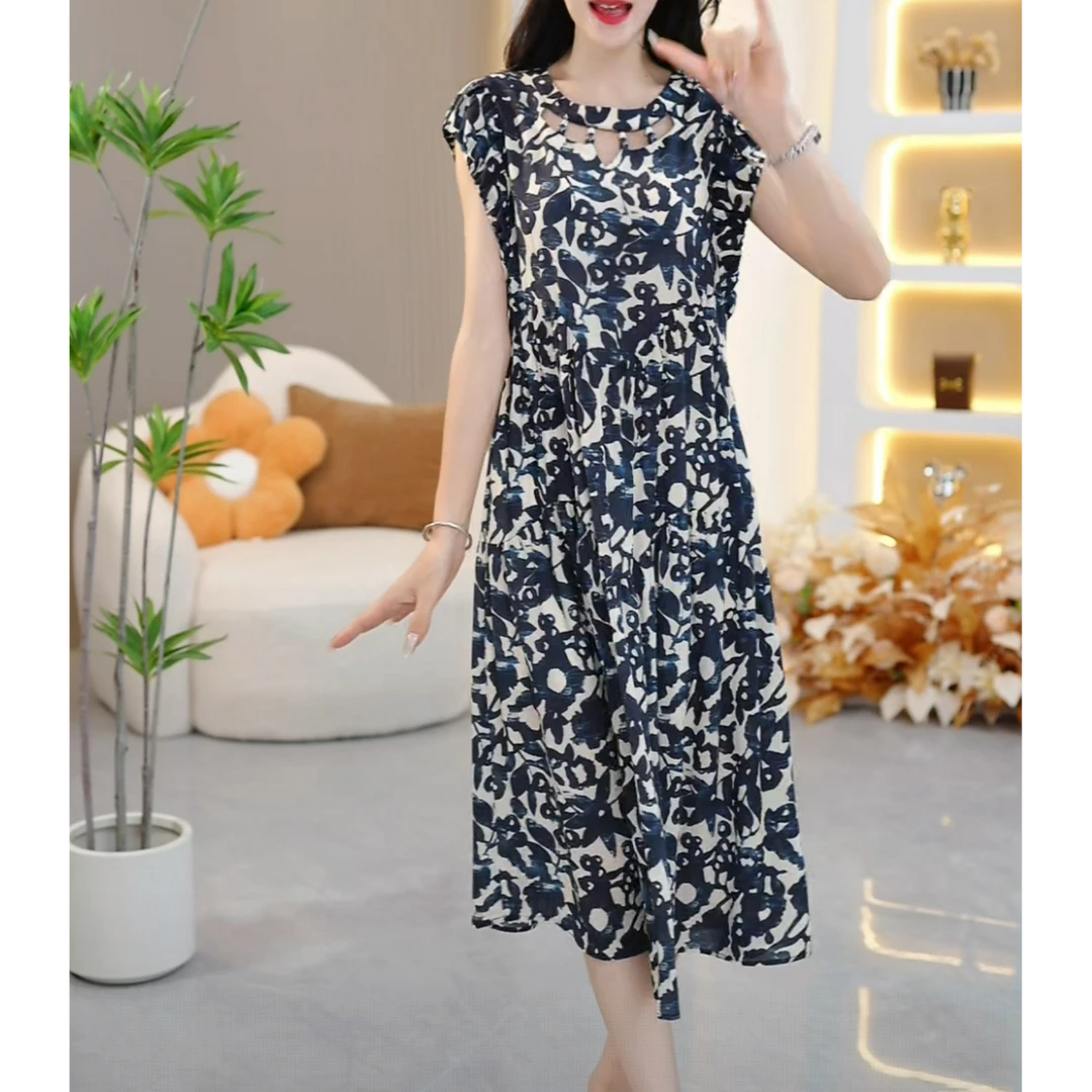 仟慕女装【SJYH2506】2025年夏季新款时尚优雅减龄连衣裙显瘦气质