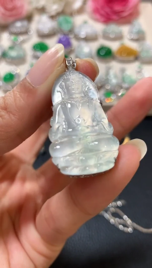 吊坠(不含链)18K金镶嵌翡翠n32