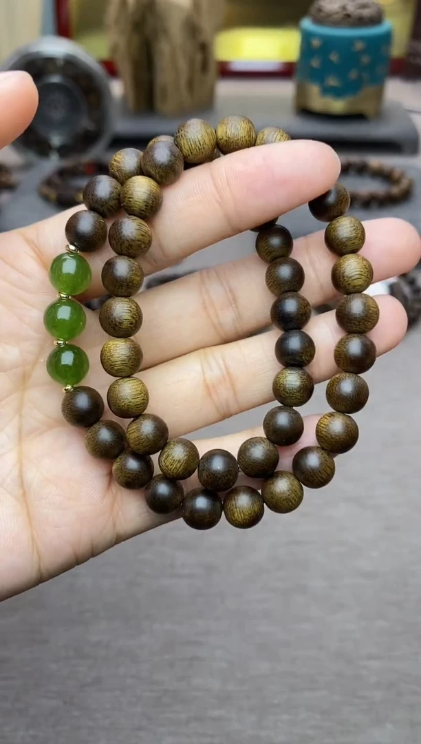 【闪购商品】沉香手串双圈芽庄玉化白棋楠0.8沉水+配饰