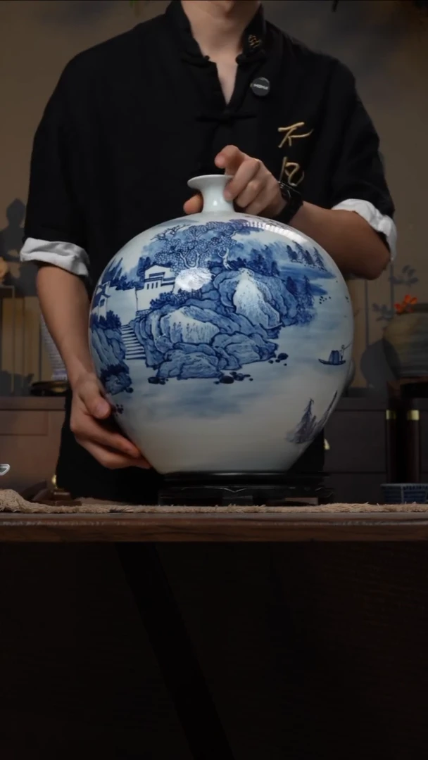 摆件WN问泥景德镇陶瓷花瓶摆件
