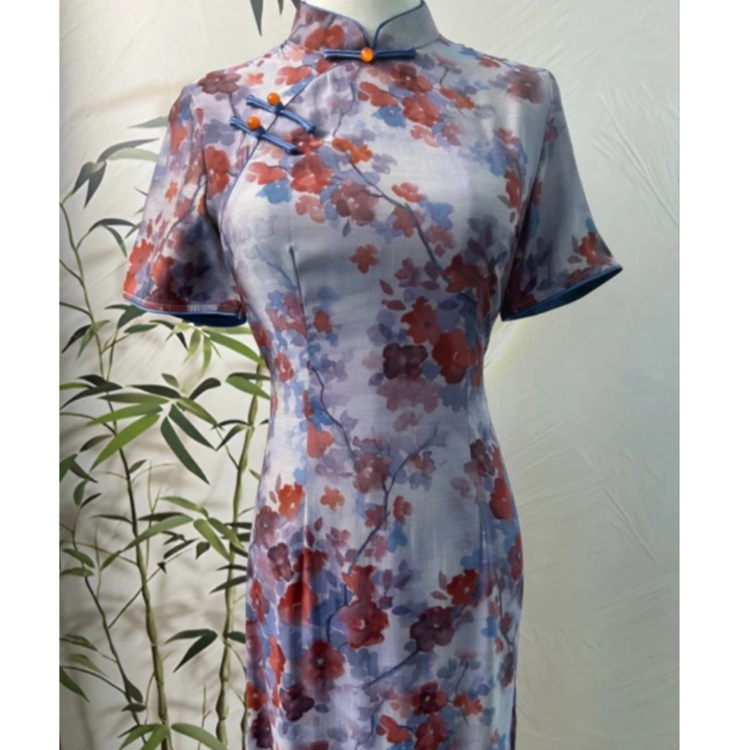 诺妮-铜氨丝水墨花旗袍