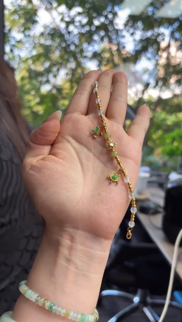 翡翠18K金镶嵌吊坠(不含链)手链