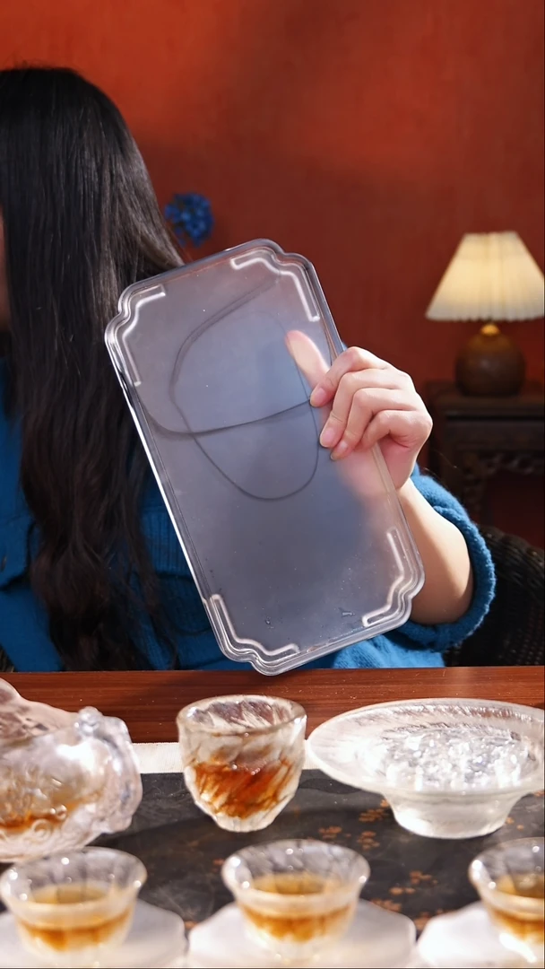 琉璃磨砂水墨茶盘