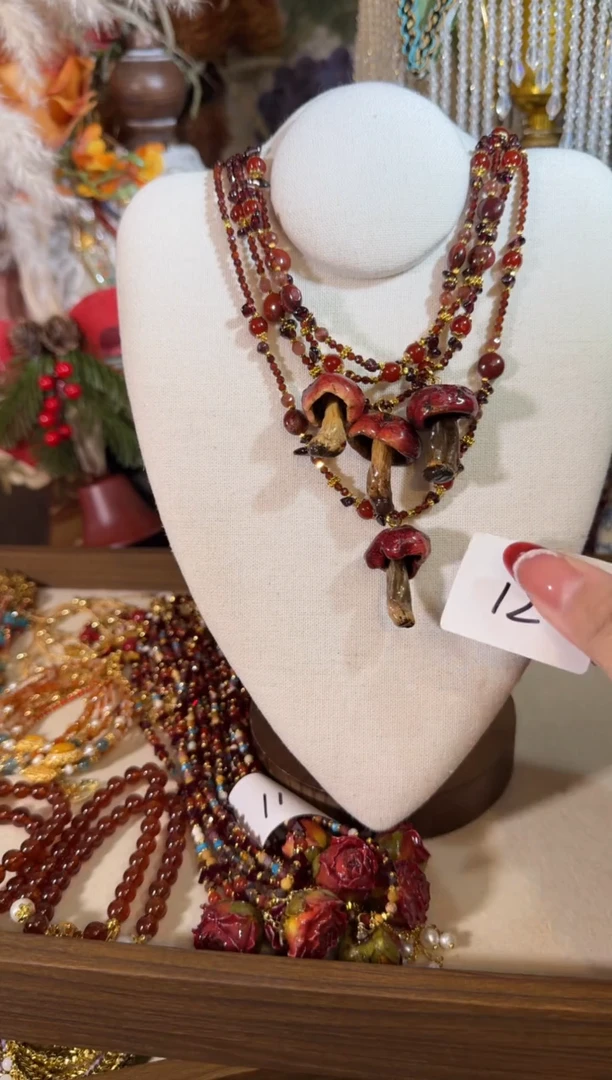 未镶嵌项链玛瑙/玉髓蘑菇蘑菇 012