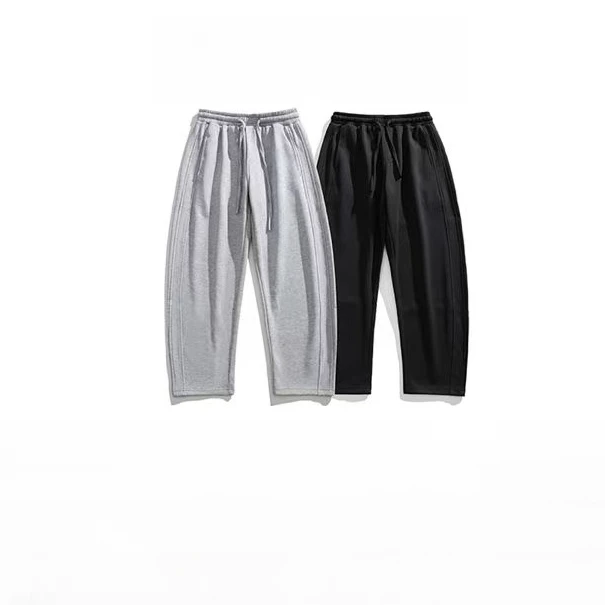 美式休闲长裤男款条纹垂感宽松时尚百搭显高阔腿裤-3070