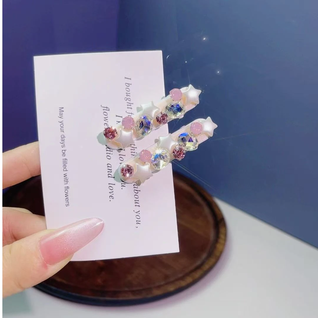 粉色闪钻锆石发夹级感刘海夹侧边夹碎发夹卡子头饰夹女刘海侧边夹