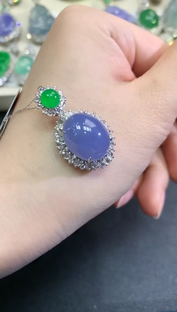 【闪购商品】翡翠颈饰18K金镶嵌C150   紫货有色差