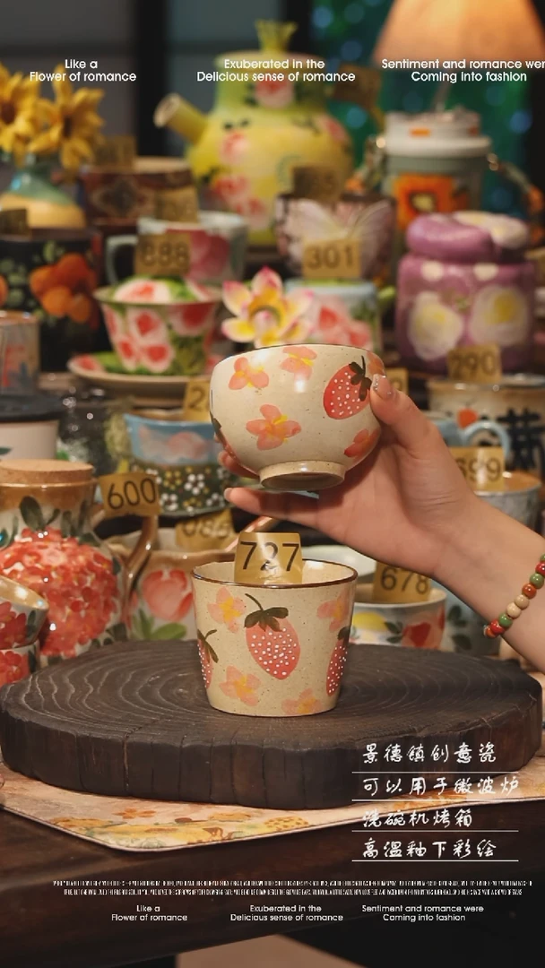 陶瓷一对727景德镇高温釉下彩手工手绘款式