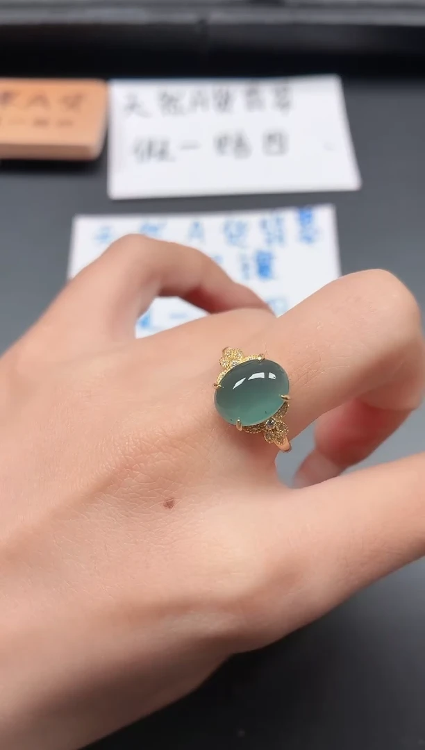 银S925镶嵌戒指翡翠1