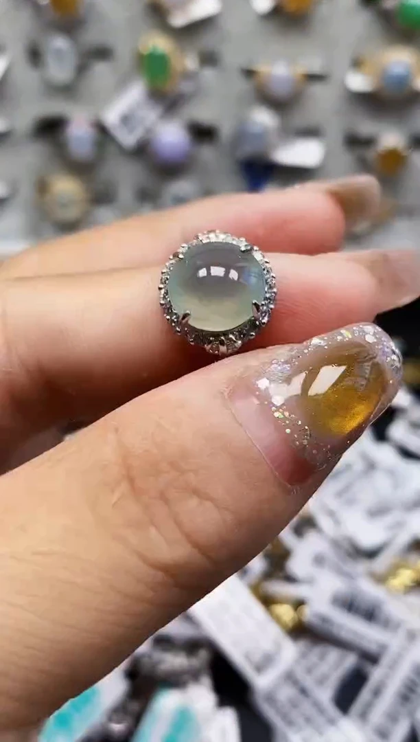 银S925镶嵌戒指翡翠0091