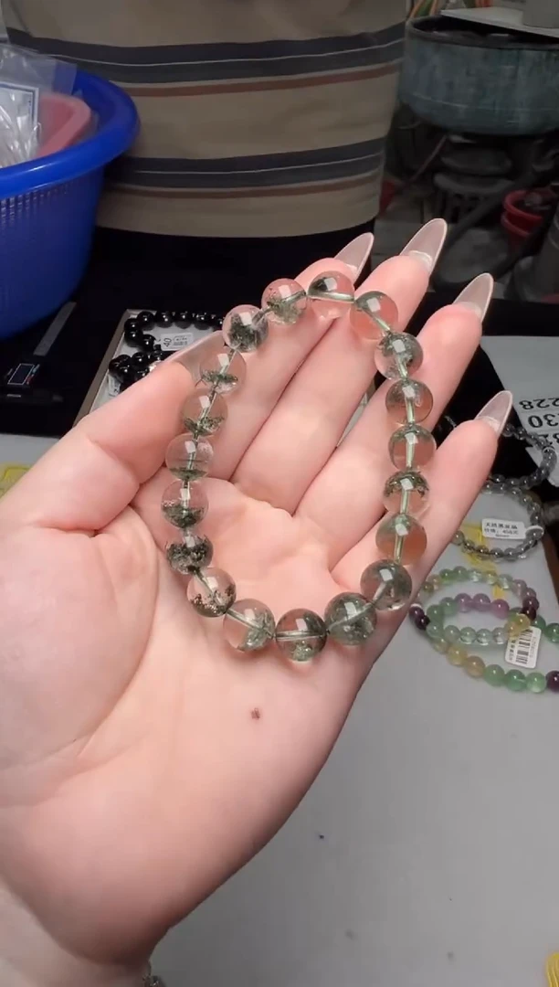 水晶手串未镶嵌绿幽灵10+多样性发其一-6