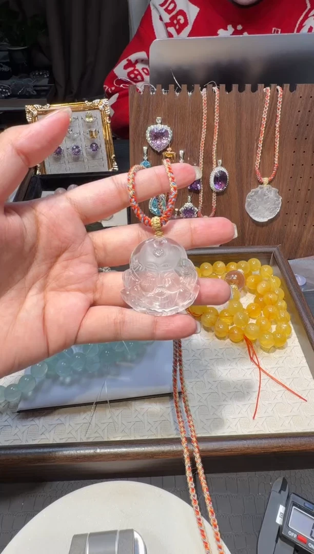 吊坠(不含链)未镶嵌水晶扎基拉姆女财神白水晶吊坠