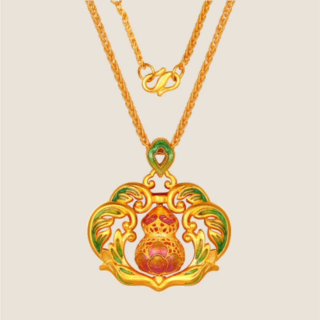 【传承】六桂福传承古法黄金锁包古法套链GH24335