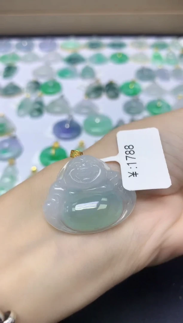 颈饰18K金镶嵌翡翠天然缅甸A货翡翠百元以上9元证书费自理