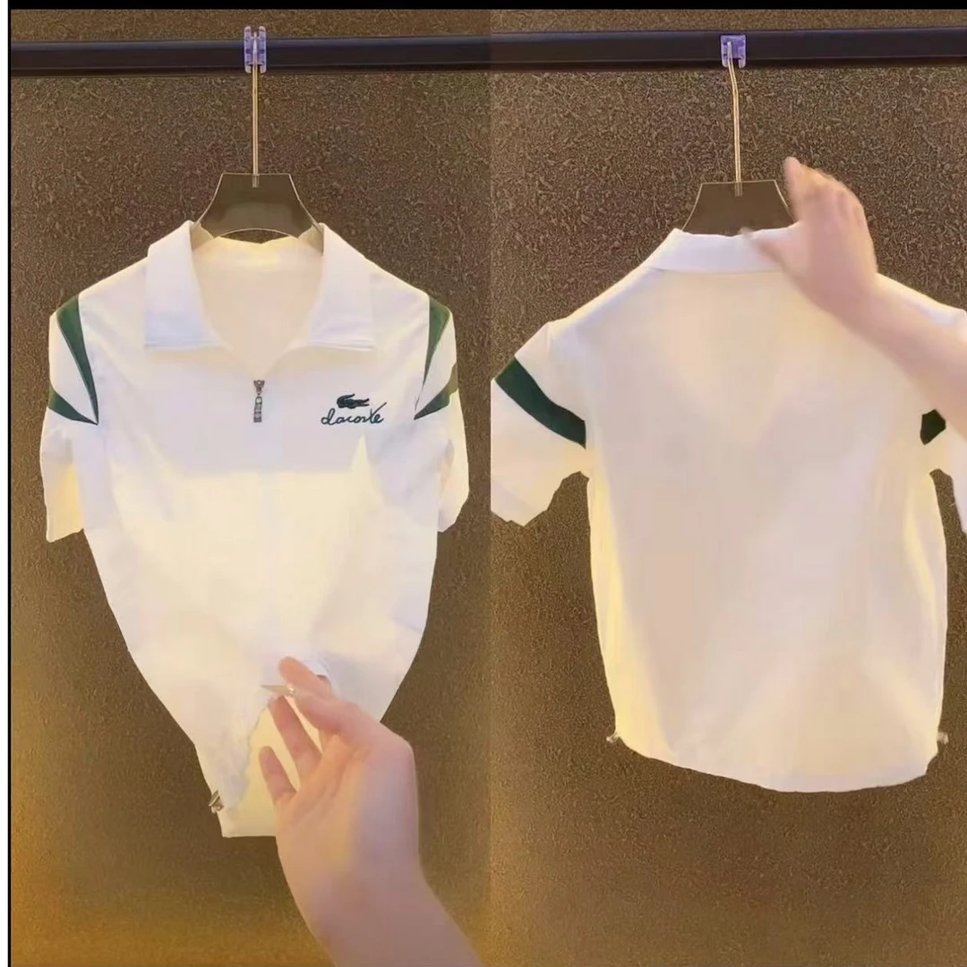 欧美站高奢潮牌新款2025夏季男潮流撞色刺绣polo衫舒适时尚短袖