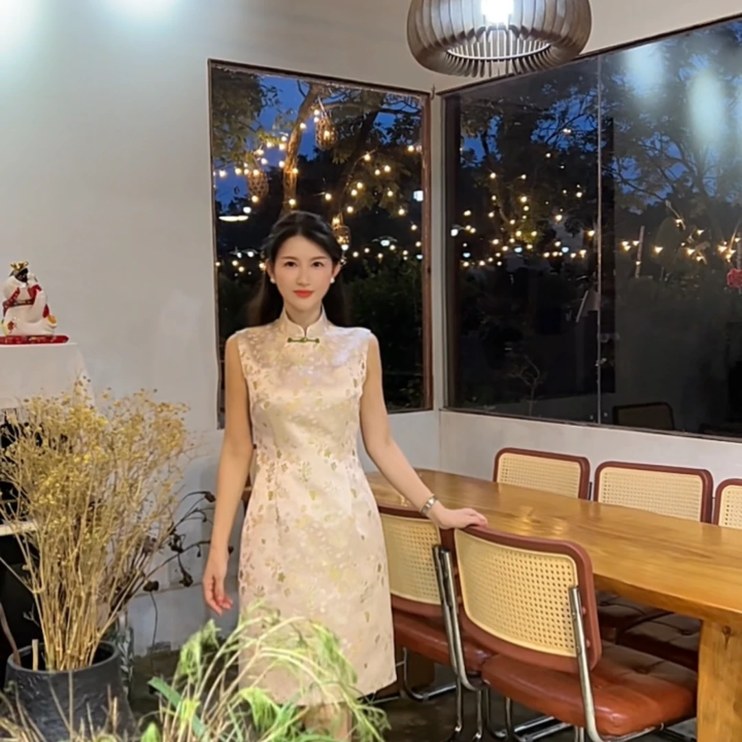 【初见】 AN088  安妮老板 新中式国风高级感有口袋无袖连衣裙