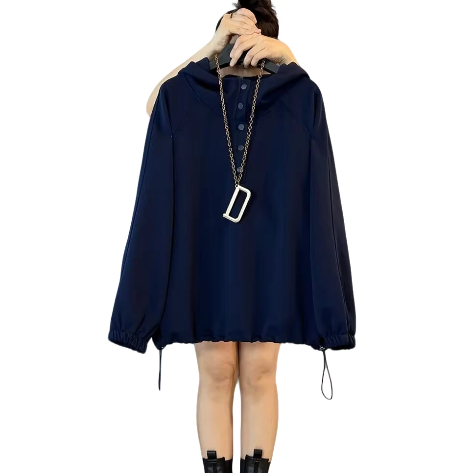 大维罗依JX 欧货秋款连帽抽绳简约百搭卫衣