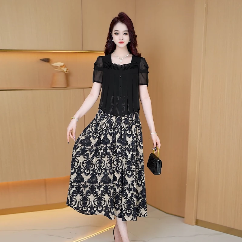 【现货连衣裙】夏季轻奢时尚修身洋气高贵气质显瘦女装连衣裙