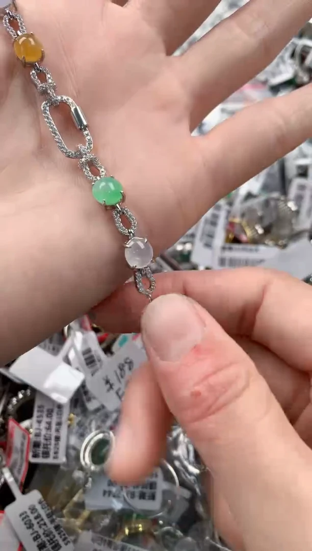 银S925镶嵌戒指翡翠666   1