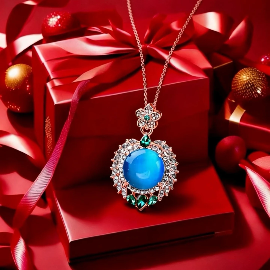 B273-精品时尚国际奢饰瑰宝蓝色吊坠礼盒配链子