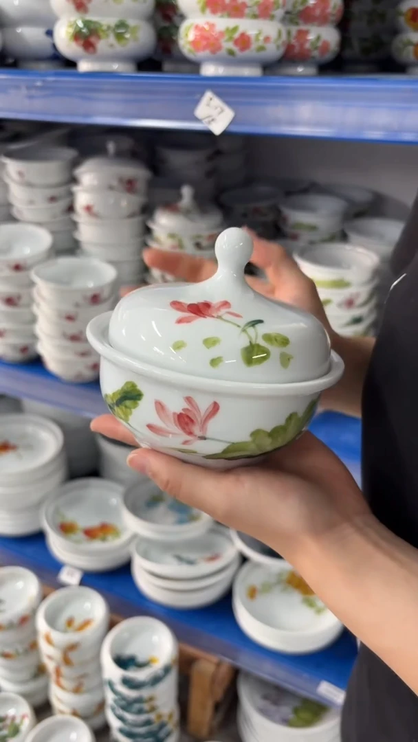 瓷片景德镇高温陶瓷食品级手绘釉中彩-炖盅