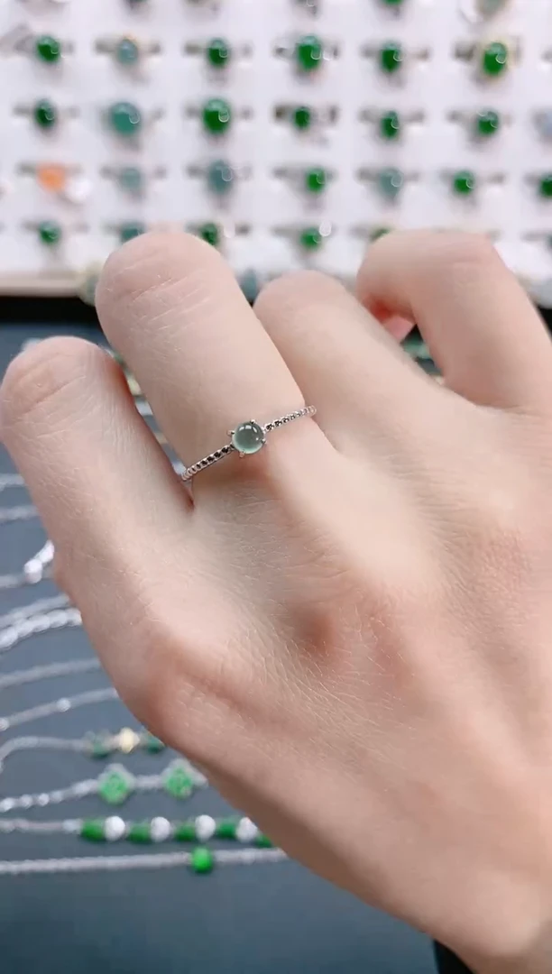 【闪购商品】翡翠戒指银S925镶嵌天然翡翠