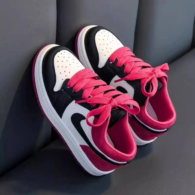 巴拉官网aj联名款童鞋2025女童红粉鸳鸯鞋儿童运动鞋低帮男童板鞋