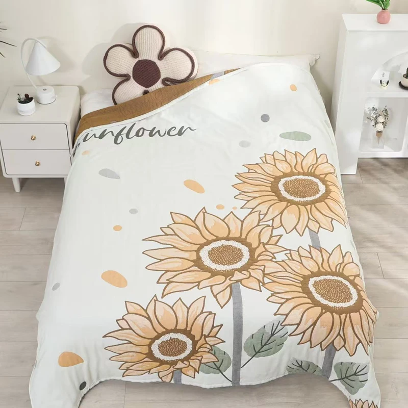 【向日葵】 150cm x 200cm 多功能轻奢超柔轻奢纱布泡芙被
