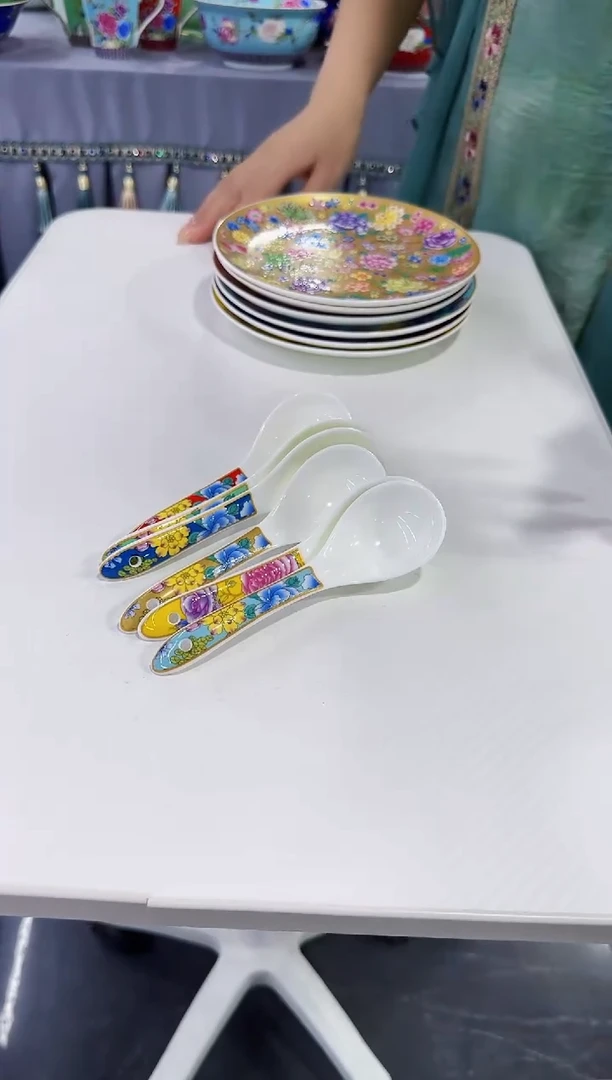 珐琅 勺子6个景德镇餐具