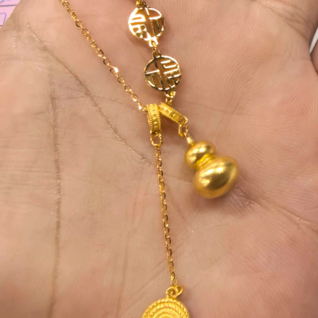 【帆帆专属】福牌光面葫芦黄金套链5G足金999（零附加）送女友