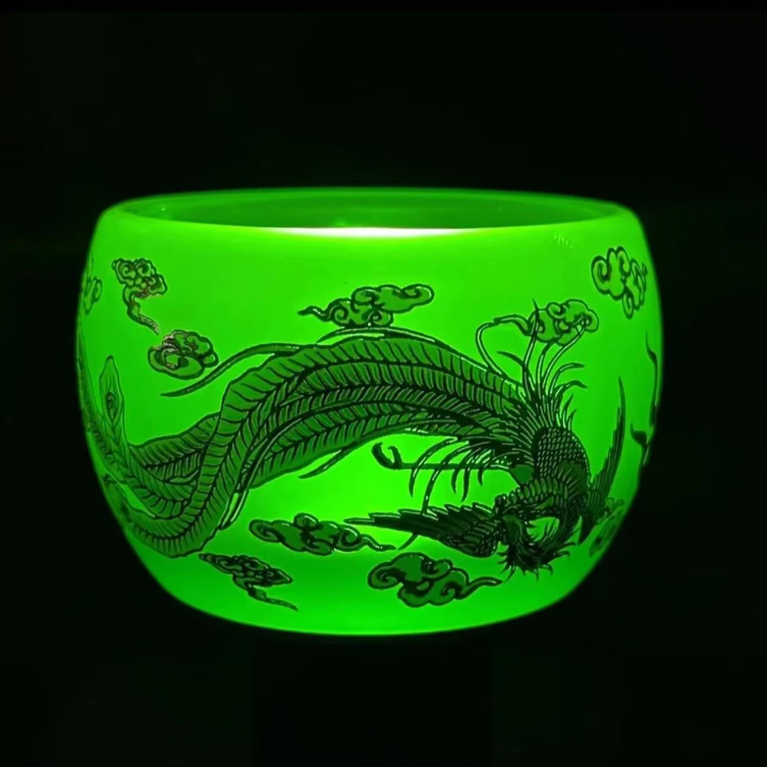 绿色龙凤呈祥扳指主人杯b