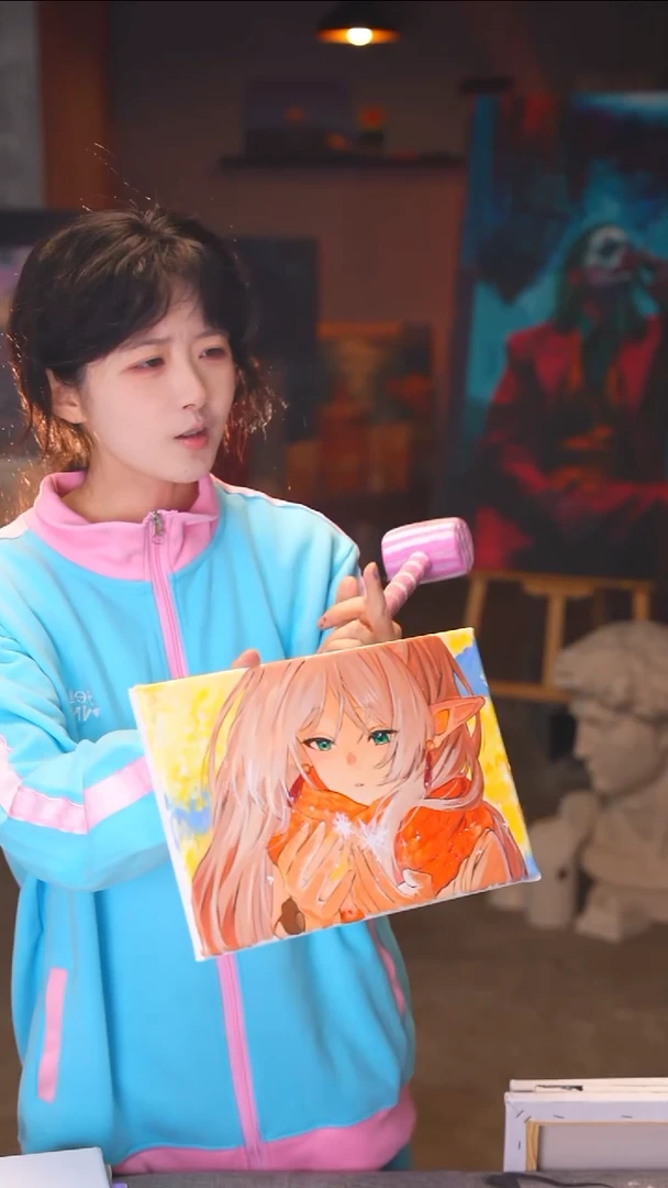 油画酒**班小尺寸芙莉莲丙烯画纯手绘