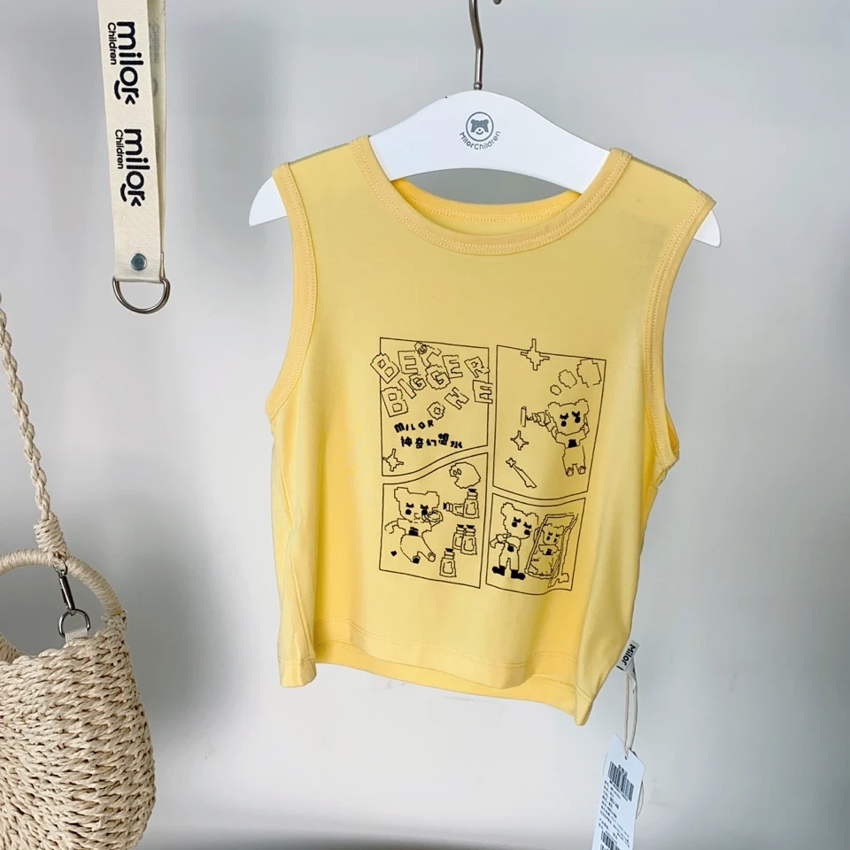 4833米乐熊男女宝背心上衣夏季儿童节儿童童装无袖轻柔打底