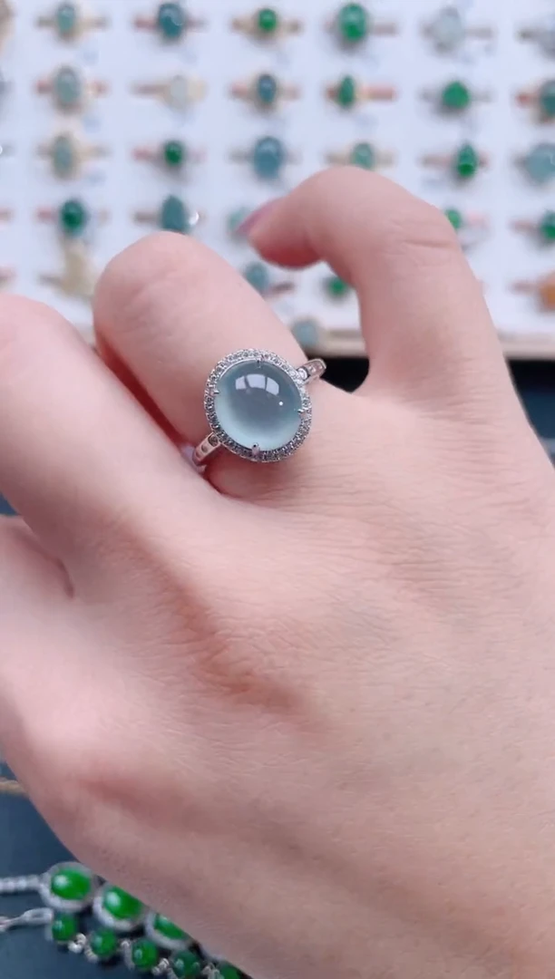 银S925镶嵌戒指翡翠天然翡翠