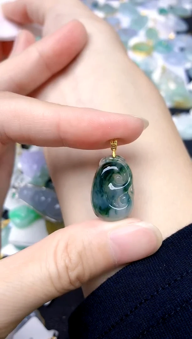 颈饰银S925镶嵌翡翠天然A货翡翠