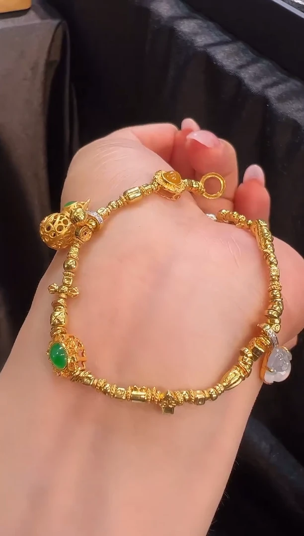 【闪购商品】翡翠手链18K金镶嵌手链
