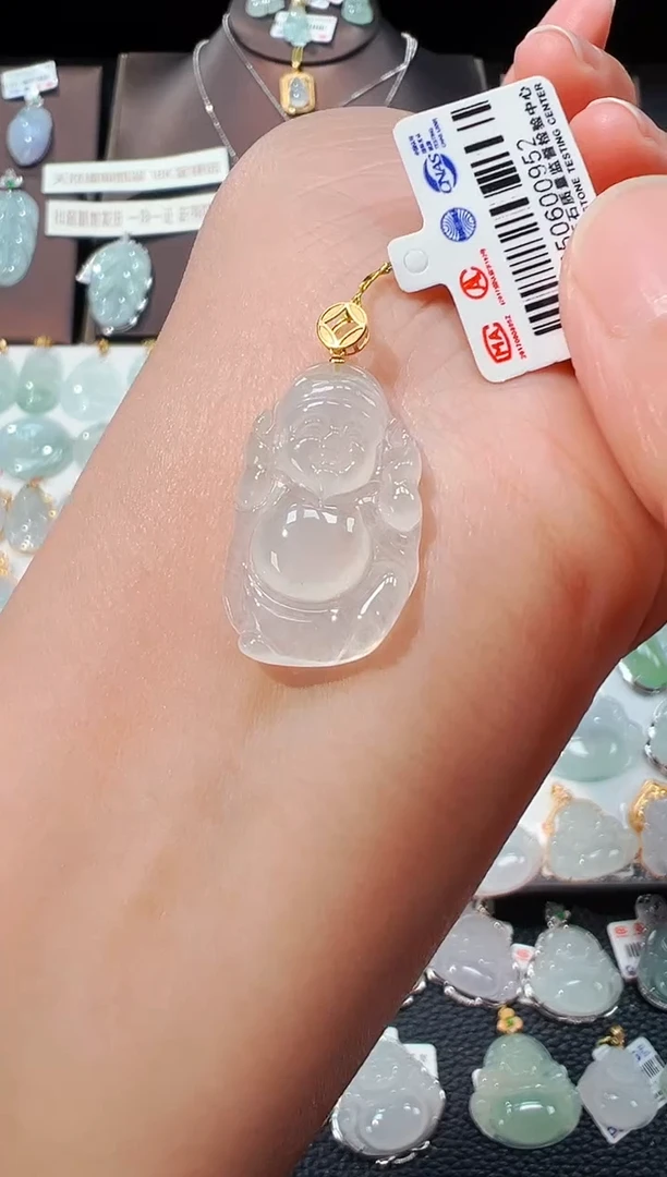 【闪购商品】翡翠吊坠(不含链)18K金镶嵌财神爷吊坠955